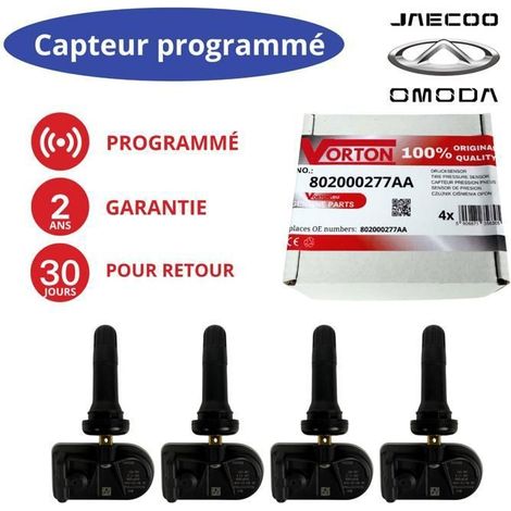 4 sensori TPMS programmati 433MHz per Jaecoo/Omoda/Chery/EXEED/LUXEED – rif. 802000277AA