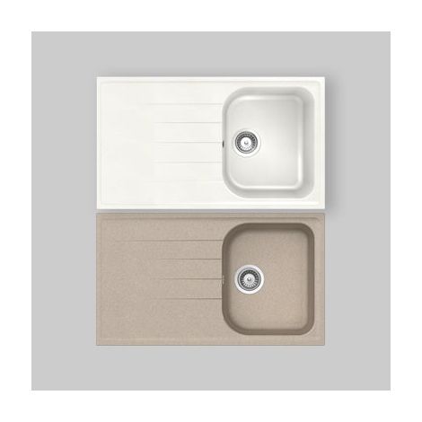 Evier Synthétique 1 Bac à Encastrer "Lithos" Blanc Alpina 07 - 86 X 50 Cm
