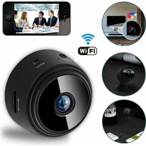 Mini Caméra Espion Sans Fil Wifi Webcam IP Sécurité À Domicile HD 1080P DVR Vision Nocturne À Distance - Noir (1/4)