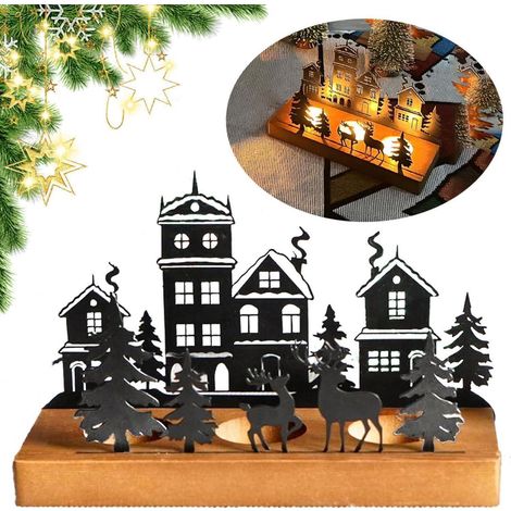 Kerzenhalter Adventskranz schwarz 4cm Teelicht Metall Baum (1/5)