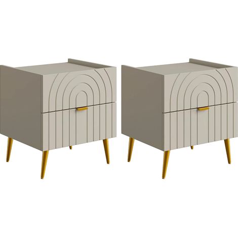 Lot de 2 tables de chevet avec 2 tiroirs - Beige - NORSIM de Pascal MORABITO (1/5)