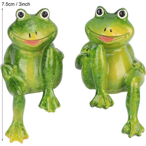 Statue de Grenouille en Résine pour Déco de Jardin Extérieur - Paquet 2pcs Ornement Mural Sculpture Animale Naturelle (1/5)