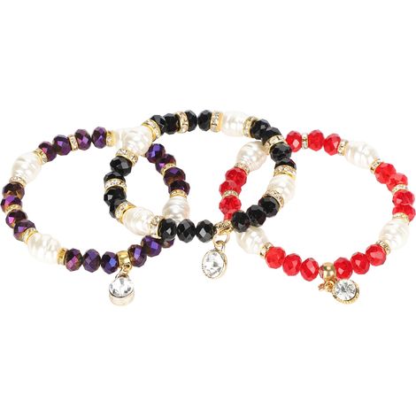 3pcs Elegant Crystal Bracelet Hand Made Stackable Jewelry Gift for Women Girl Friends (1/5)