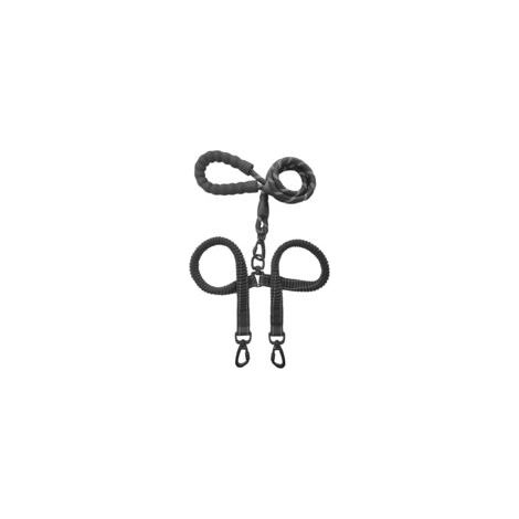 Laisse double pour grands chiens, renforcée, anti-embrouillement, rotative, noir (1/5)