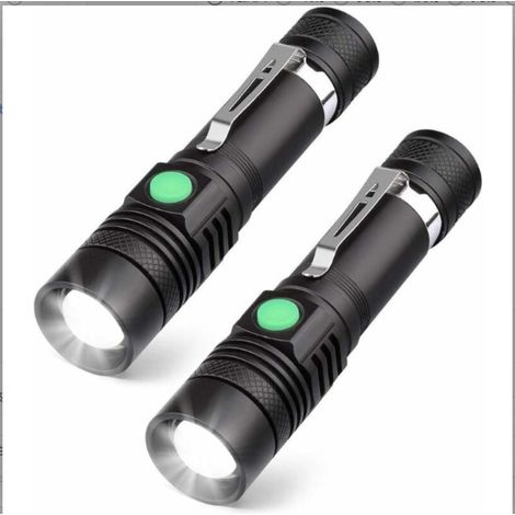 lampes torches LED rechargeables par USB, lampe torche de 600 lumens, étanche IP65, 4 modes d'éclairage, lampe torche domestique zoomable.