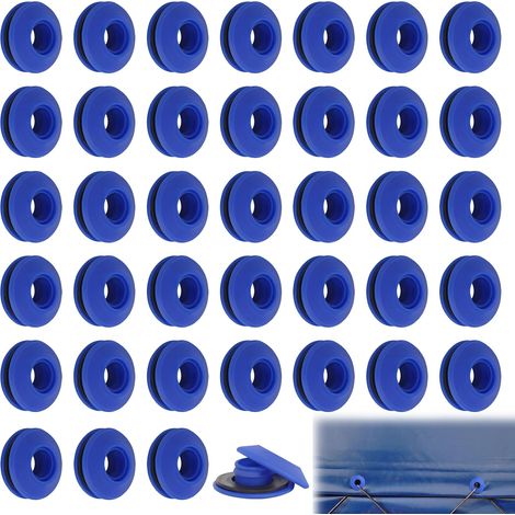 50 Œillets, Plastique Bleu 27x27x11mm, Résistant Corrosion, Pour Bâche Tente Piscine, Installation Marteau (1/5)