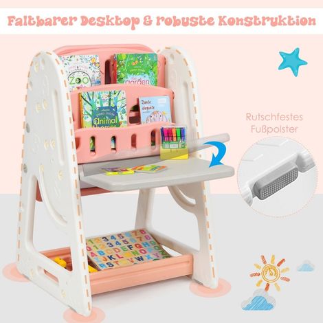 Lavagna magnetica bifacciale per bambini 2 in 1 e supporto per libri per bambini arancione