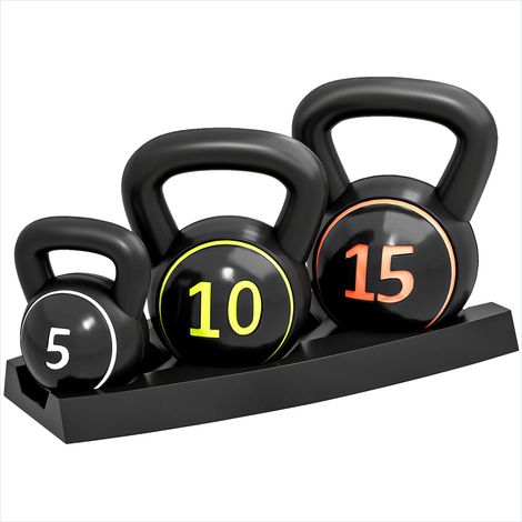 Haltères Kettlebell Lot de 3 Poids 2,2 4,5 6,8 kg avec Plateau (1/5)