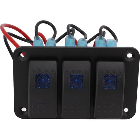 Interrupteur à bascule 3 positions, protection surintensité, LED bleu rétroéclairé, IP65 étanche, 12-24V, pour voiture, bateau, SUV, camion (1/5)