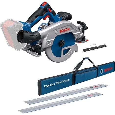 Bosch 18v GKS 18V-57-2 GX 165mm Cordless Circular Saw - 2x1400mm Guide Rail Bag (1/5)