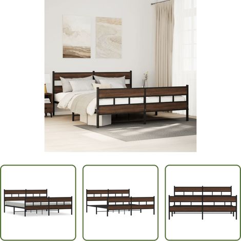 Metallbettgestell -  Metallbett ohne Matratze Braun Eichen-Optik 180x200 cm (1/5)