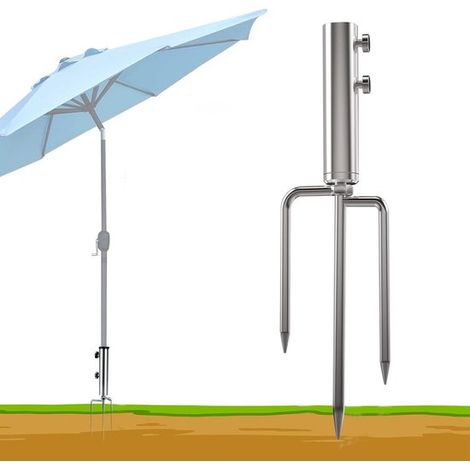 Soporte para sombrilla de playa - con estaca para fijar la sombrilla - 3 piezas - apto para balcón, jardín (1/5)