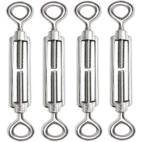 4 Pièces Tendeur Cable M8 Tendeur Cable Inox 304 Réglable Oeil de Ridoir et Oeil pour Tendeur de Fil Cable Acier Corde Crochet Tendeur Accessoires (1/5)