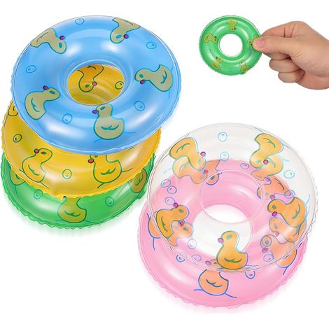 Lot 5 Mini Bouées Canard Décoratives, Anneaux Natation Gonflables pour Porte-Gobelets, Accessoire Miniature Micro Jardin Maison, Décoration Piscine Flottante Petit Format (1/5)