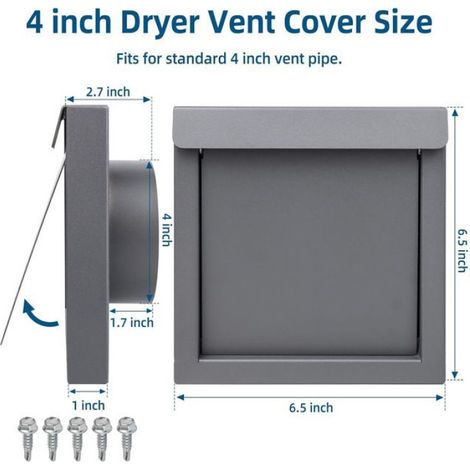 Bouclier de Ventilation pour Sécheuse 4 Pouces, Grille Murale en Acier Inox, Protection Extérieure Anti-Pluie et Rongeurs (1/5)