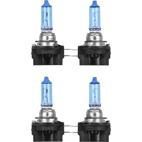 4 bombillas halógenas H11B de 55 W para faros delanteros de coche, luz blanca brillante de 6000 K, 12 V CC.