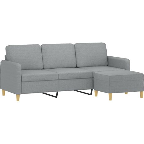 Sofá de 3 plazas con taburete de tela gris claro 180 cm vidaXL (1/4)
