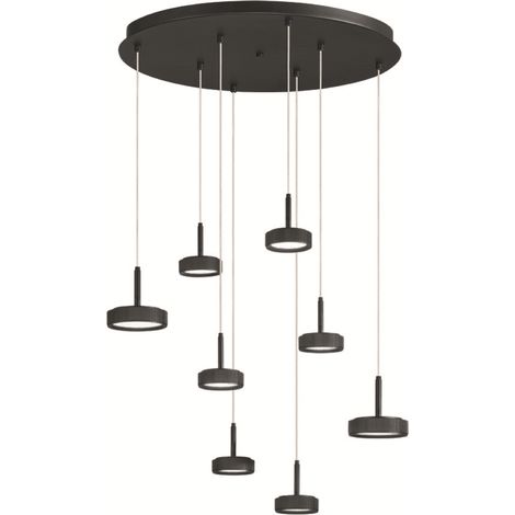 Lampada a sospensione 60 cm NINA in metallo verniciato Nero 8 Luci Led (1/4)