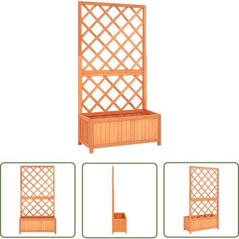 Pot de fleurs à carreaux bruns, 70 x 30 x 135 cm, en bois de cèdre (1/4)