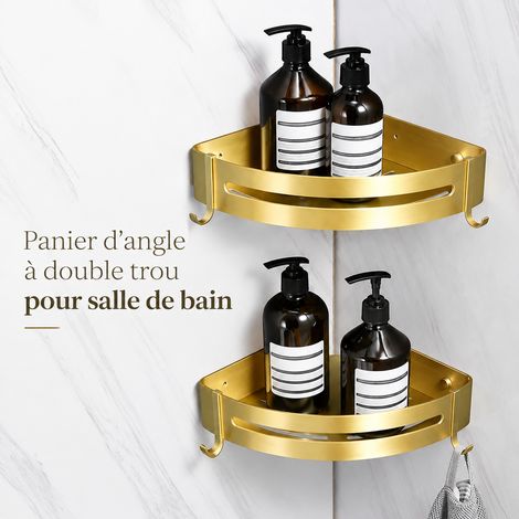 Panier triangulaire en aluminium avec crochets doré brossé double niveau double usage avec ou sans perçage 1 kg – Livraison gratuite (1/2)