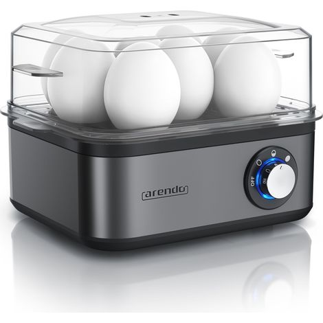 Arendo Eierkocher 8-fach, 500 W, Edelstahl, Härtegrad einstellbar, für 8 Eier, grau (1/5)