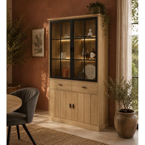 Vitrine moderne en bois 2 portes vitrées TEODORA (1/5)