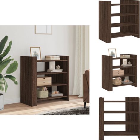 Sideboard Braun Eichen-Optik 73,5x35x75 cm Holzwerkstoff - Holz Sideboard - Wohnzimmer Dekoration - Schreibtisch Regal - Eiche Optik - Sideboard Braun (1/5)