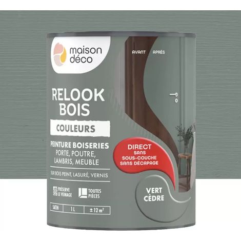 Peinture Maison Déco Relook Bois Couleurs Vert cèdre 1 L (1/2)