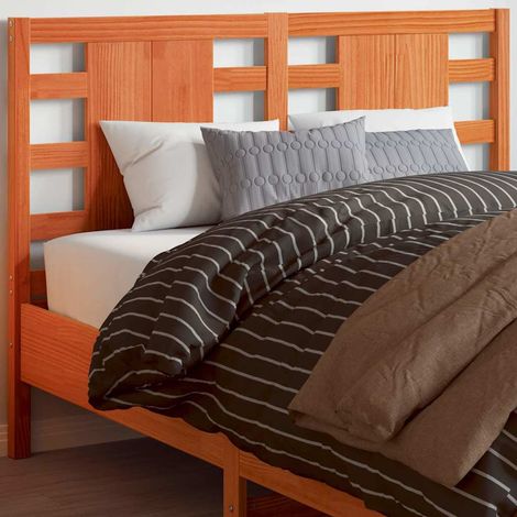 vidaXL Cabecero de cama madera maciza de pino marrón cera 135 cm (1/5)