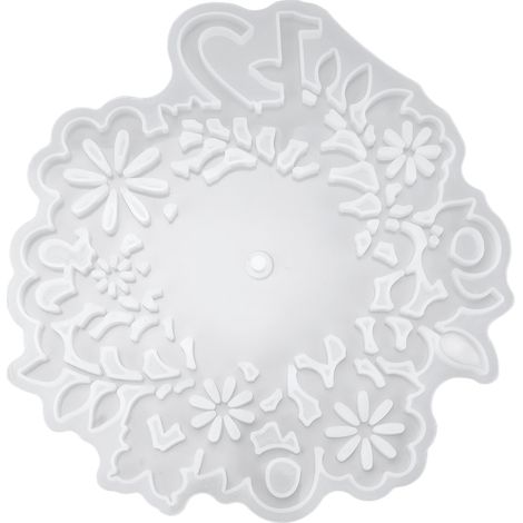 Moule en Silicone Réutilisable pour Cadran d'Horloge Motif Fleur Feuille Blanc - DIY Décoration Maison Cadeau Artisanat (1/5)