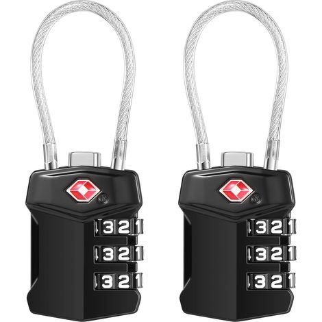 BRAVIX Cadenas Valise 2 Pack, Cadenas Valise Avion Serrures à Bagages à Combinaison 3 Chiffres Cadenas Voyage pour Extérieur Voyage Bagage Camping Casier