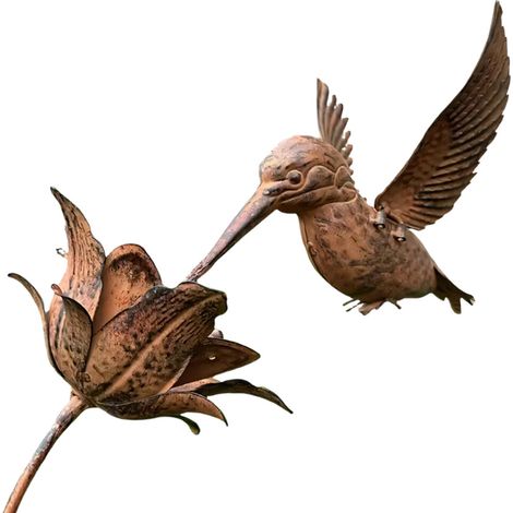 Scultura unica di colibrì in metallo, scultura artistica