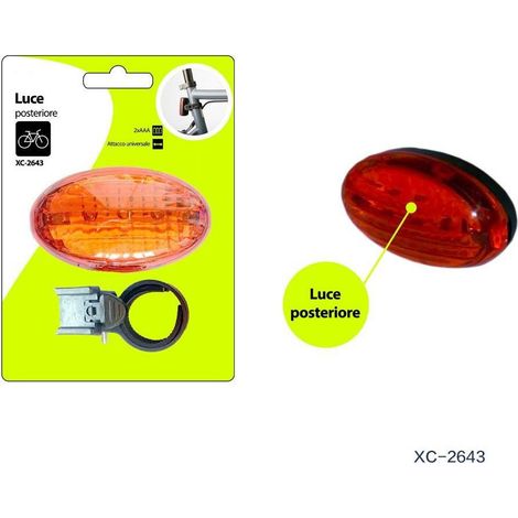 TRADE SHOP - Luce Posteriore Per Bici Fanale Fanalino Bicicletta Attacco Universale Xc-2643 -