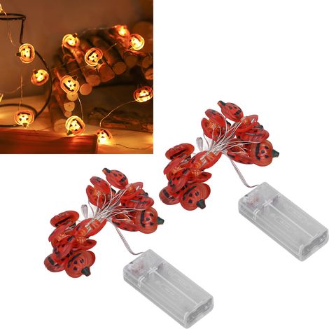 Lichterkette aus kürbisförmigem Kupferdraht für Halloween, ideal zur Dekoration einer Party oder eines Schlafzimmers. (1/5)