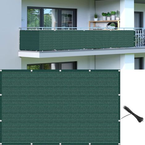 Brise-Vue Balcon 100x230cm - HDPE Opaque Vert Foncé - Protection UV 98% - Avec Œillets Et Cordons (1/5)