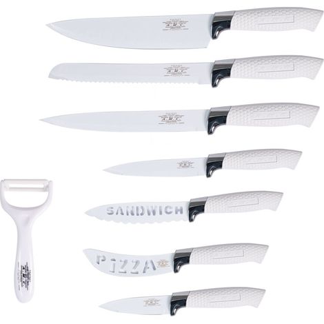 Set di coltelli piu' pelapatate colore bianco 8 pezzi di alta qualita' (1/5)