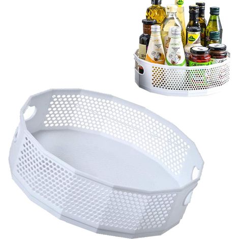 Tourniquet De Rangement - Support Tournant 360° En Plastique Sans BPA - Pour Cuisine Comptoir Armoire Salle De Bain - Lot De 2 Diamètres 23 Et 30 Cm (1/5)