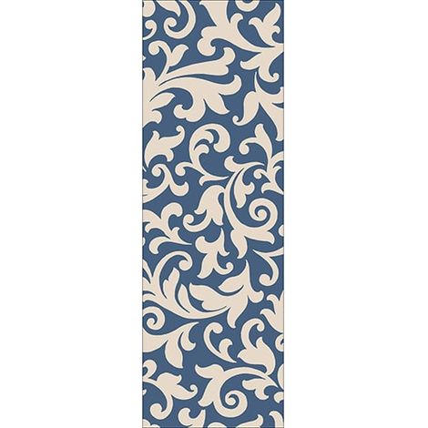 Sticker réfrigérateur et lave vaisselle, Design baroque motif blanc sur fond bleu, 180 cm X 59,5 cm (1/3)