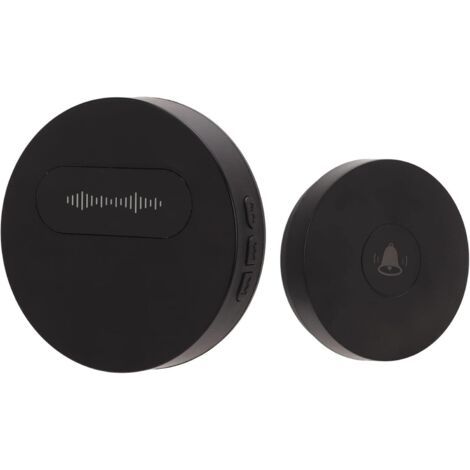 Sonnette sans Fil, Sonnette étanche 150 M avec 58 Mélodies 4 Niveaux de Volume 90 DB sans Fil pour Maison, Appartements, 1 Récepteur et 1 Bouton Poussoir (noir)