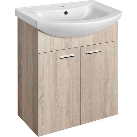 Aqualine Zoja - Mueble lavabo 62x74x33 cm, roble platino, 2x puertas 51163 (1/5)