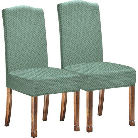 Stuhlhussen Jacquard Stretch Wasserabweisend für Esszimmerstühle, 2 Stück, Matcha Grün (1/5)