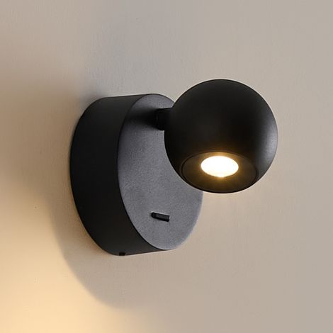 Unauffällige schwarze Leselampe mit klarem LED-Design integriert - Loën (1/5)