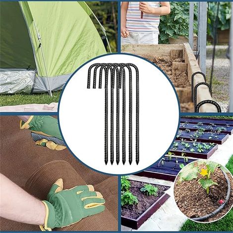 Ground Pegs, Steel Ground Anchor, J-Hook, Garden Staples, Tent Stakes for Trampoline Tent Camping Fence and Garden (1/3)
