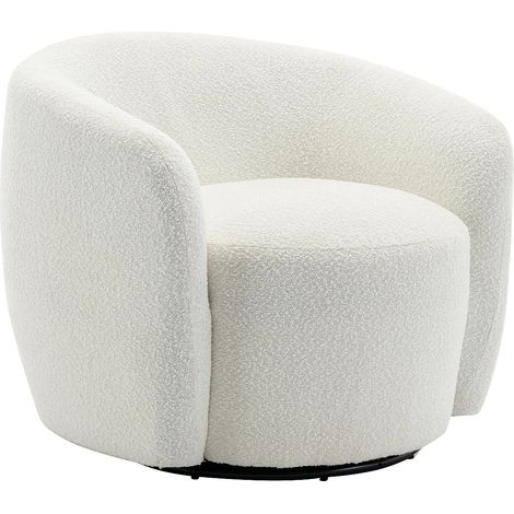 Poltrona girevole in Tessuto bouclette Bianco - VEREIDE