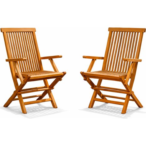 Set di 2 poltrone da giardino pieghevoli in teak grezzo TECK