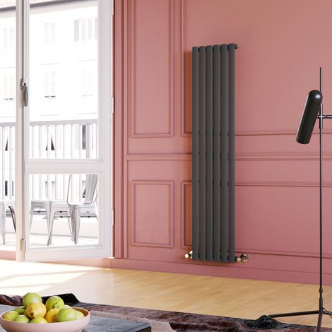 ELEGANT 1600 x 360 mm Anthracite Vertical Column Radiator Single Oval Panel Designer Bathroom Radiator (1/5)