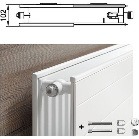 Kermi Therm-x2 Line Radiateur hygiénique à vanne Type 20 905x805mm Position de la vanne à droite PLV200900801R1K (1/4)