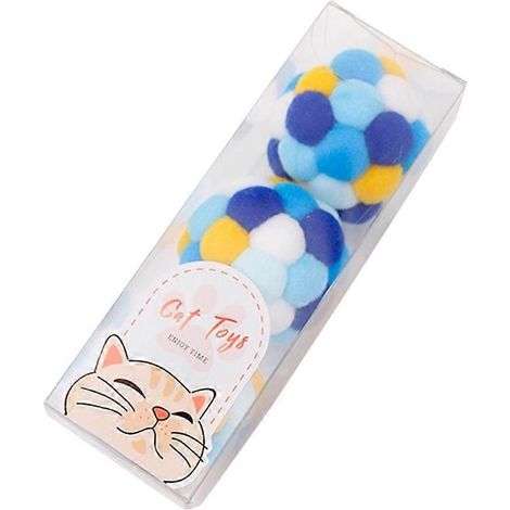 Set mit 3 flauschigen Katzenbällen mit eingebauter Glocke, interaktives Plüschtier, kleine Quietschbälle für Katzen