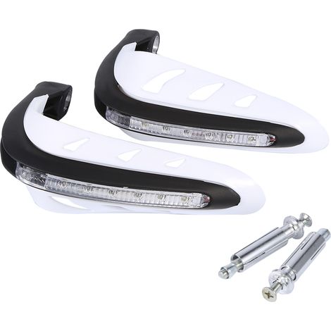 Aramox 1 Paire de Protège-Mains Universels pour Moto avec Lumière LED, Protège-Mains Noirs pour Guidon (White) (1/5)