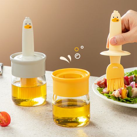 Confezione da 2 pennelli per olio - Pennelli per olio in silicone resistenti al calore per uso domestico - con flacone - flacone integrato per pennello per olio (1/4)